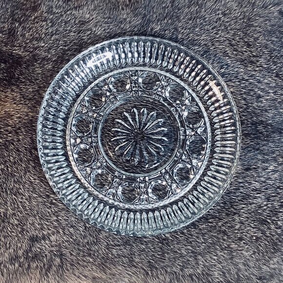 Vintage Federal Glass Windsor Button and Cane Bowl (5.5") + Plate (6.5") Set - Picture 1 of 6